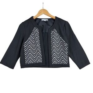 Studio One New York Chevron Print Open Cardigan size 10 Petite Black/White‎
